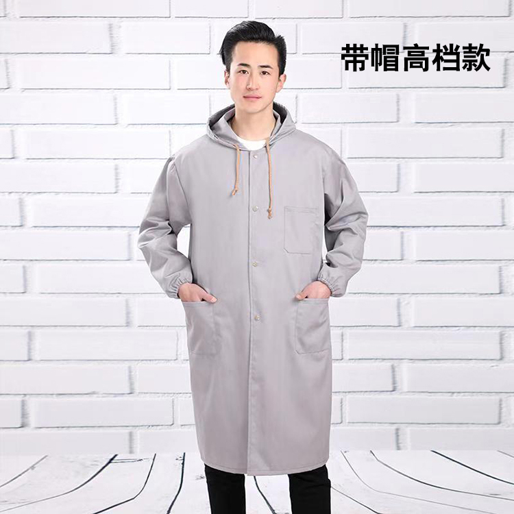 蓝大褂工作服男长袖耐脏仓库搬运搬货罩衣食品防尘印字劳保服定制(图4)