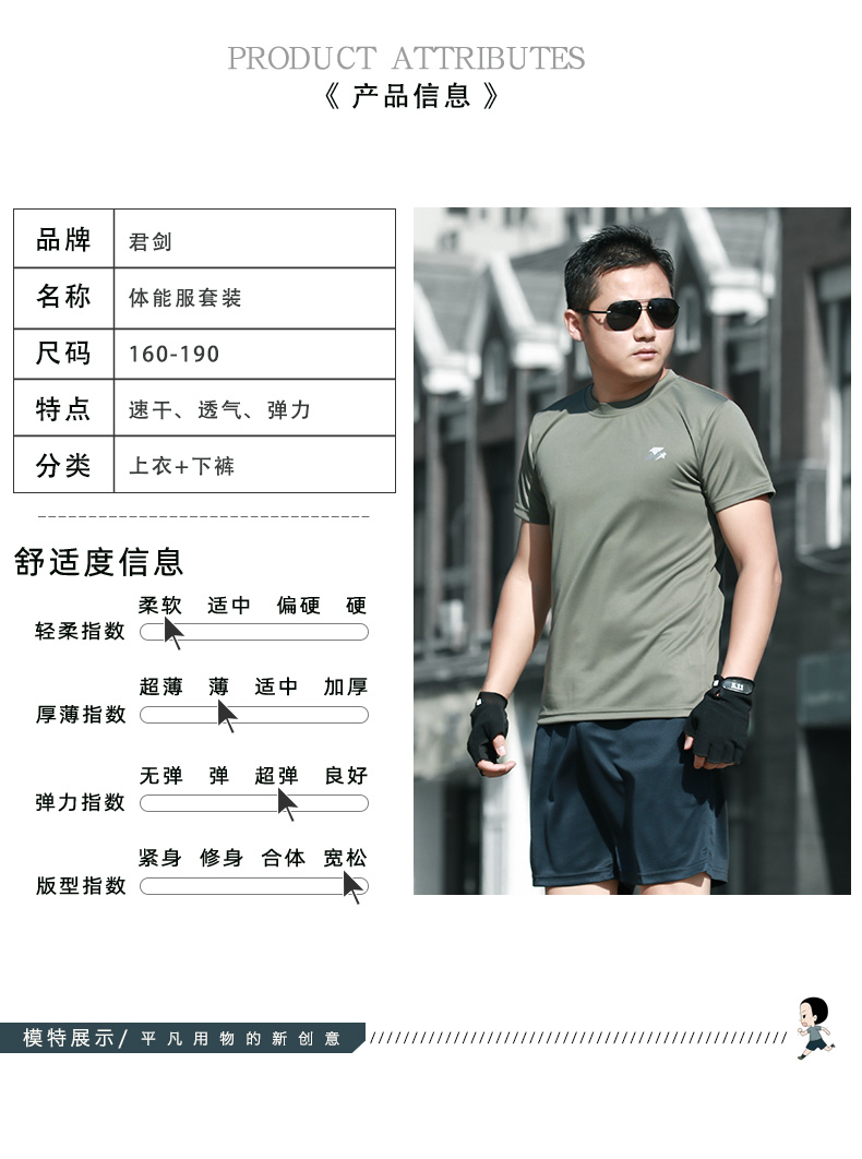 正品体能训练服套装男夏季军迷特种兵t恤短袖短裤军训服作训服女(图14)
