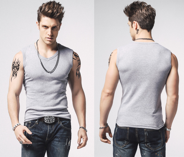 1575180149778200.jpg 男士背心无袖t恤纯棉健身运动紧身打底砍袖宽肩夏季青年修身型(图26)
