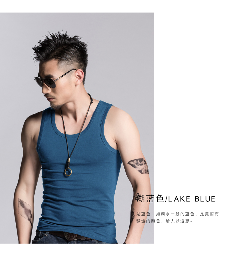 运动背心男潮牌健身坎肩男士修身打底个性潮流夏季纯棉无袖t恤男(图15)