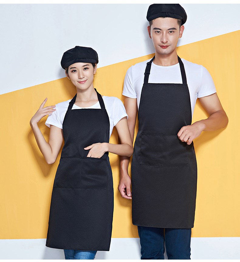 挂脖围裙定制logo印字广告餐厅饭店美甲奶茶店防水工作服纯色简约(图12)