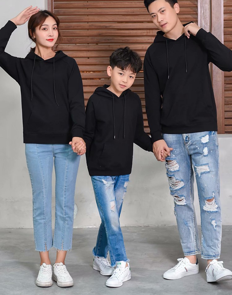 秋季落肩薄款卫衣定制教育亲子装幼儿园童装带帽套头长袖印logo字(图15)