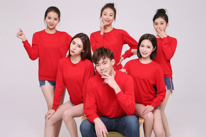 纯棉圆领卫衣工作服定制logo加厚企业文化衫定做无帽广告团体服装(图4)