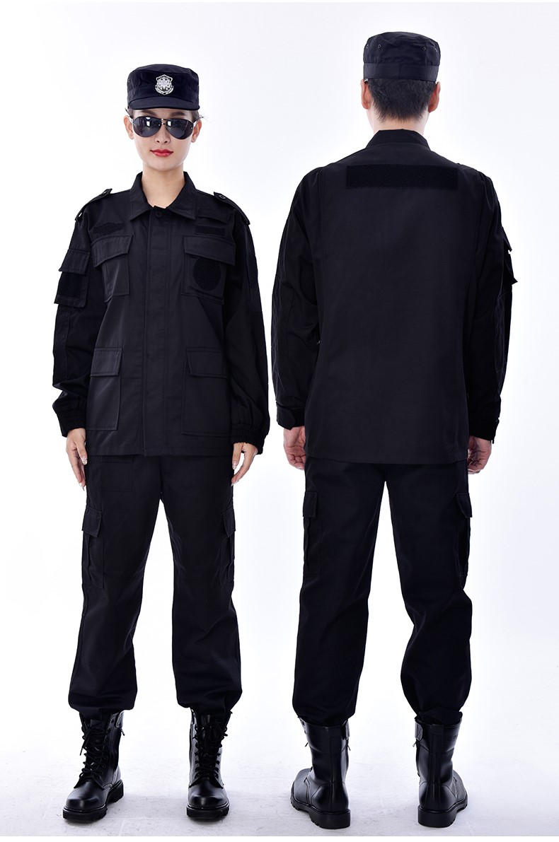 保安工作服套装男长袖春秋冬加厚冬装安保物业黑色长袖作训服制服(图11)