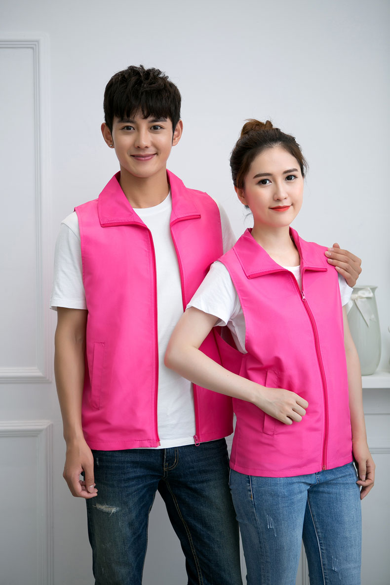 印logo定制志愿者马甲义工工作服公益活动服装v领背心纯棉红马甲(图32)