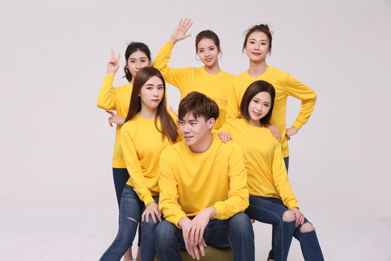 纯棉圆领卫衣工作服定制logo加厚企业文化衫定做无帽广告团体服装(图14)