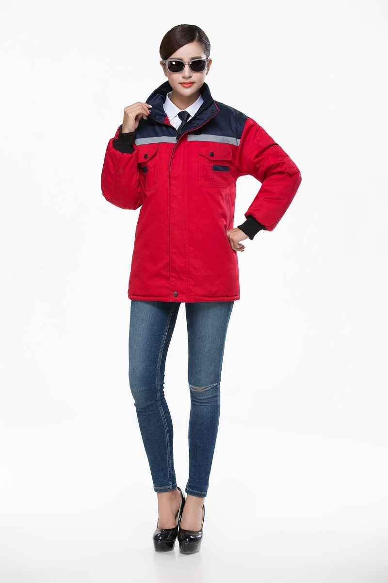 工作服棉衣防寒劳保加厚工程服冬装汽修维修师男厂服反光条棉袄(图3)