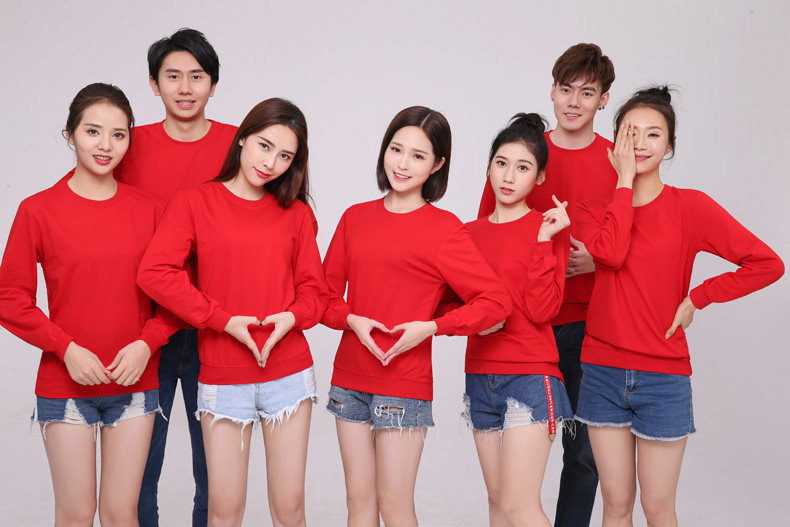 纯棉圆领卫衣工作服定制logo加厚企业文化衫定做无帽广告团体服装(图3)