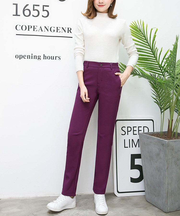 秋冬季户外抓绒软壳冲锋裤女加绒加厚防水防风寒滑雪裤男大码宽松(图4)