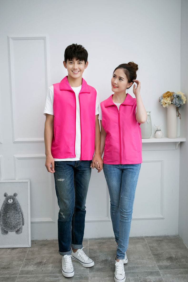 印logo定制志愿者马甲义工工作服公益活动服装v领背心纯棉红马甲(图34)