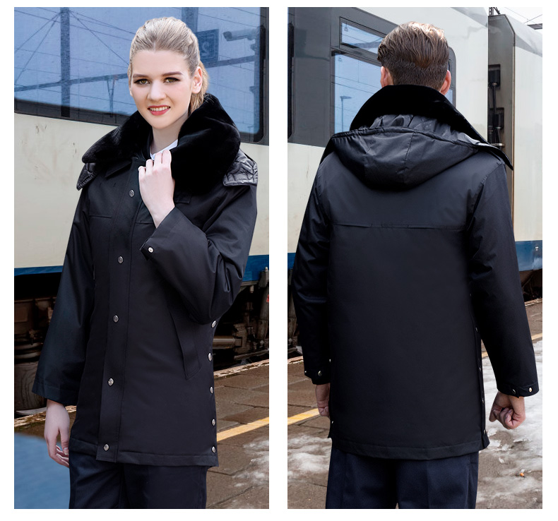 保安棉衣男冬季加厚工作服反光条棉服保安服冬装多功能大衣防寒服(图19)