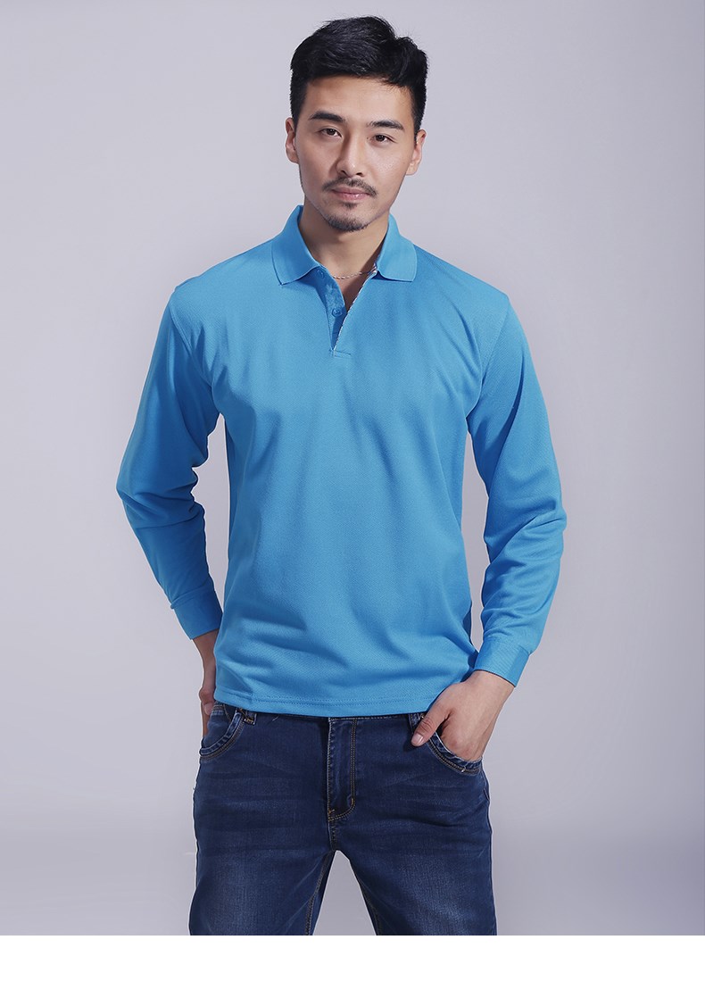 长袖T恤男女广告衫表演翻领工作服团体班服纯色Polo衫定制加LOGO(图18)