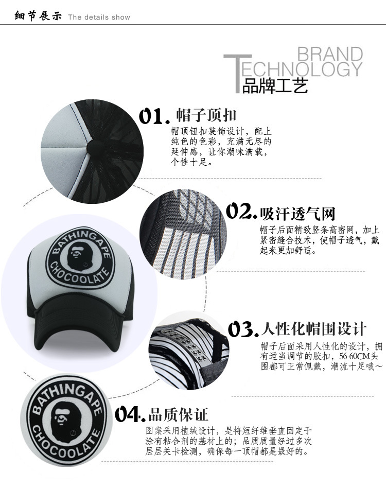 1574428260465472.jpg 帽子男春夏季潮人网帽嘻哈帽子男女秋棒球帽猿人头货车帽鸭舌帽(图2)