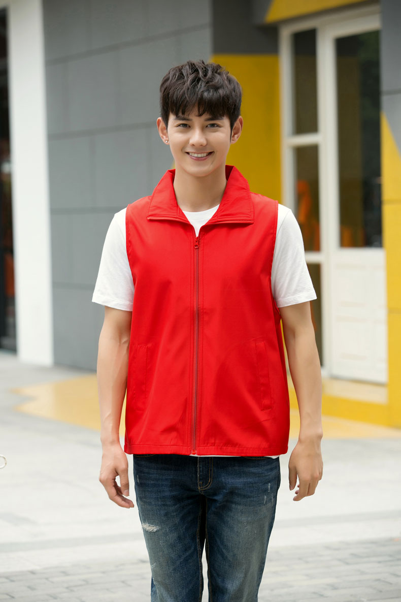 印logo定制志愿者马甲义工工作服公益活动服装v领背心纯棉红马甲(图111)