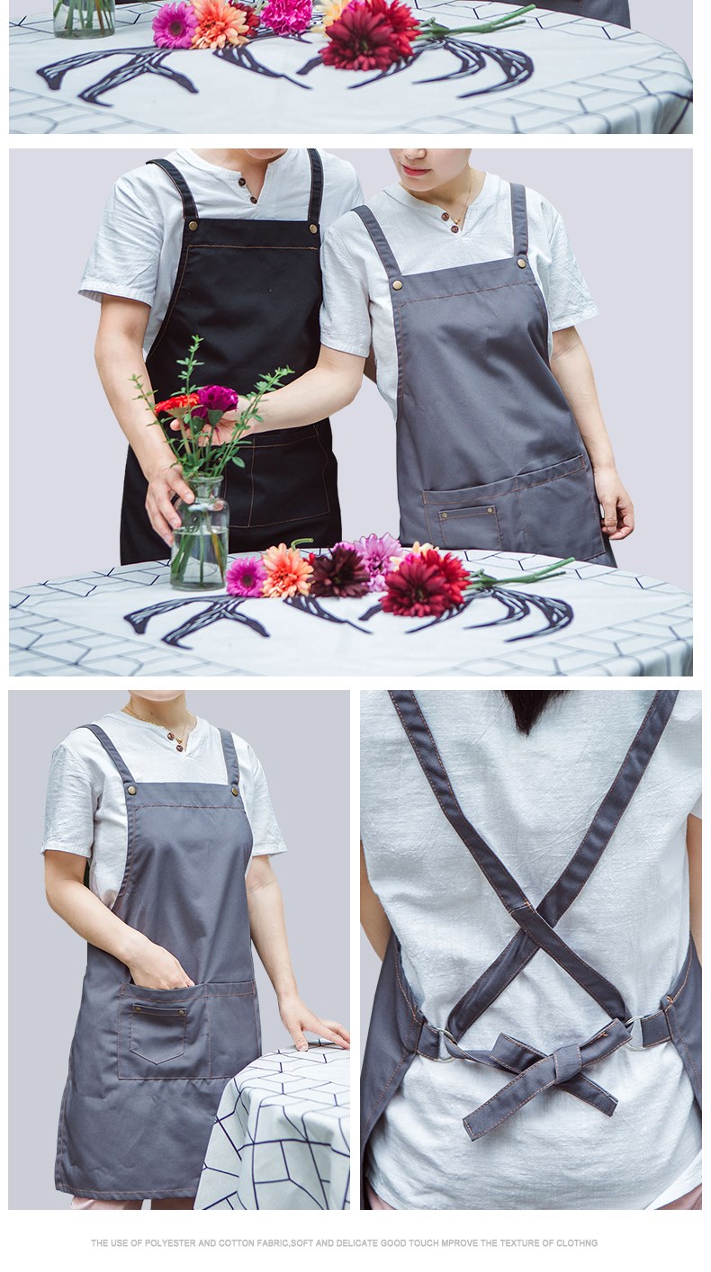 帆布牛仔布料围裙韩版时尚厨房l加厚ogo定制劳保工业工作围裙男女(图26)