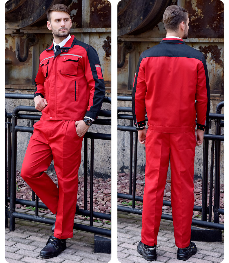 长袖工作服套装男耐磨车间厂服上衣男士反光条劳动劳保服汽修服(图12)