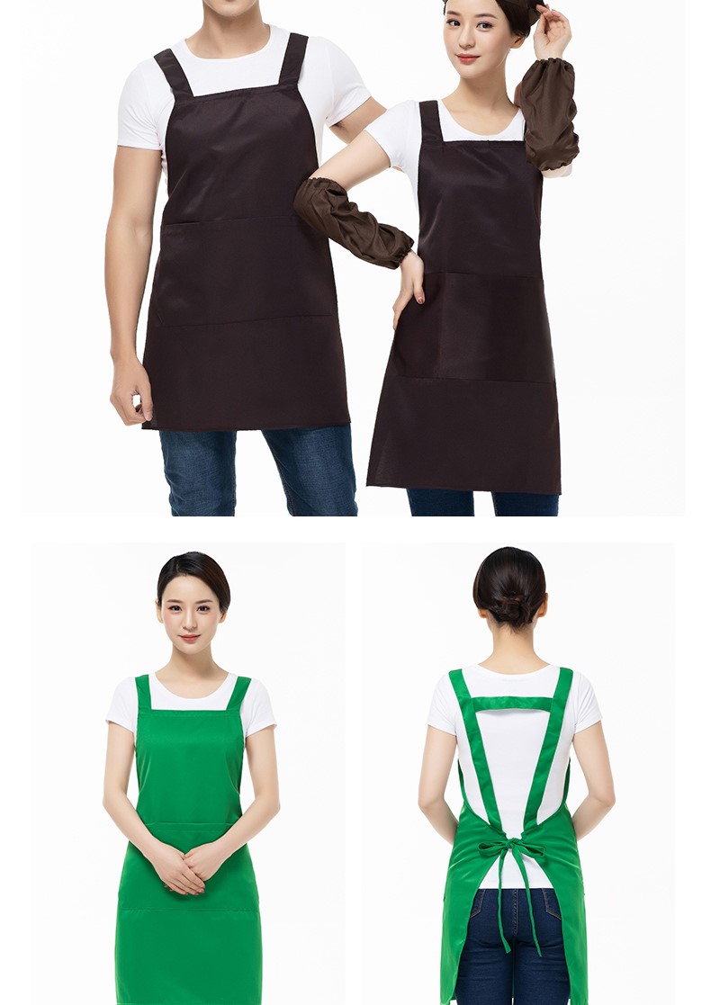 围裙女时尚工作服帆布漂亮韩版家用厨房美甲店咖啡厅带兜上班定制(图12)