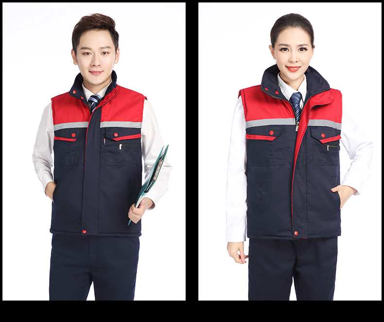 冬季建筑工地工人工厂仓储反光条背心男女环卫工程保暖棉马甲(图27)