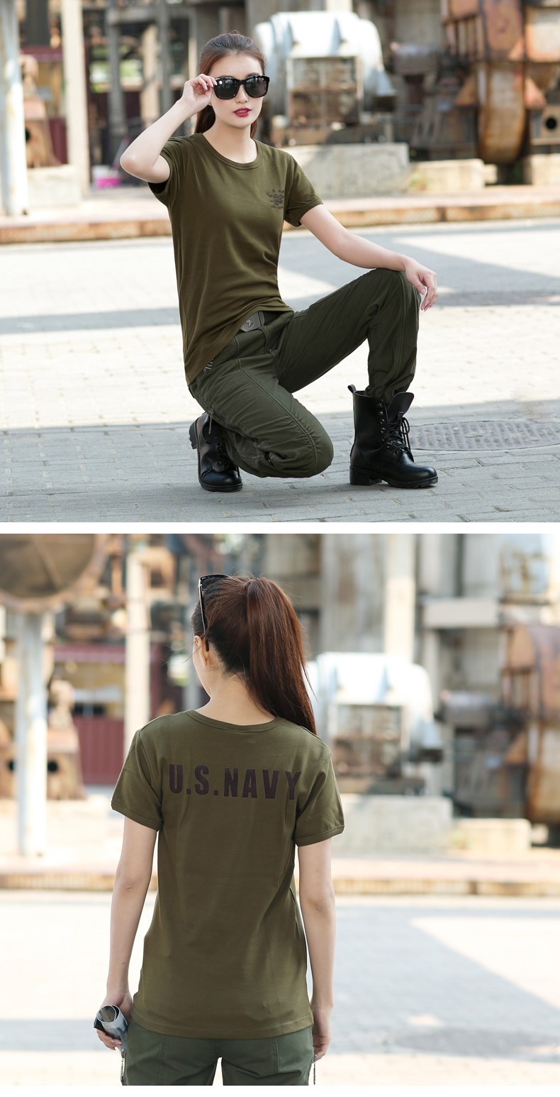 1577438973185096.jpg 夏装情侣装军迷紧身T恤女军绿打底棉质户外服装黑色弹力短袖上衣(图13)