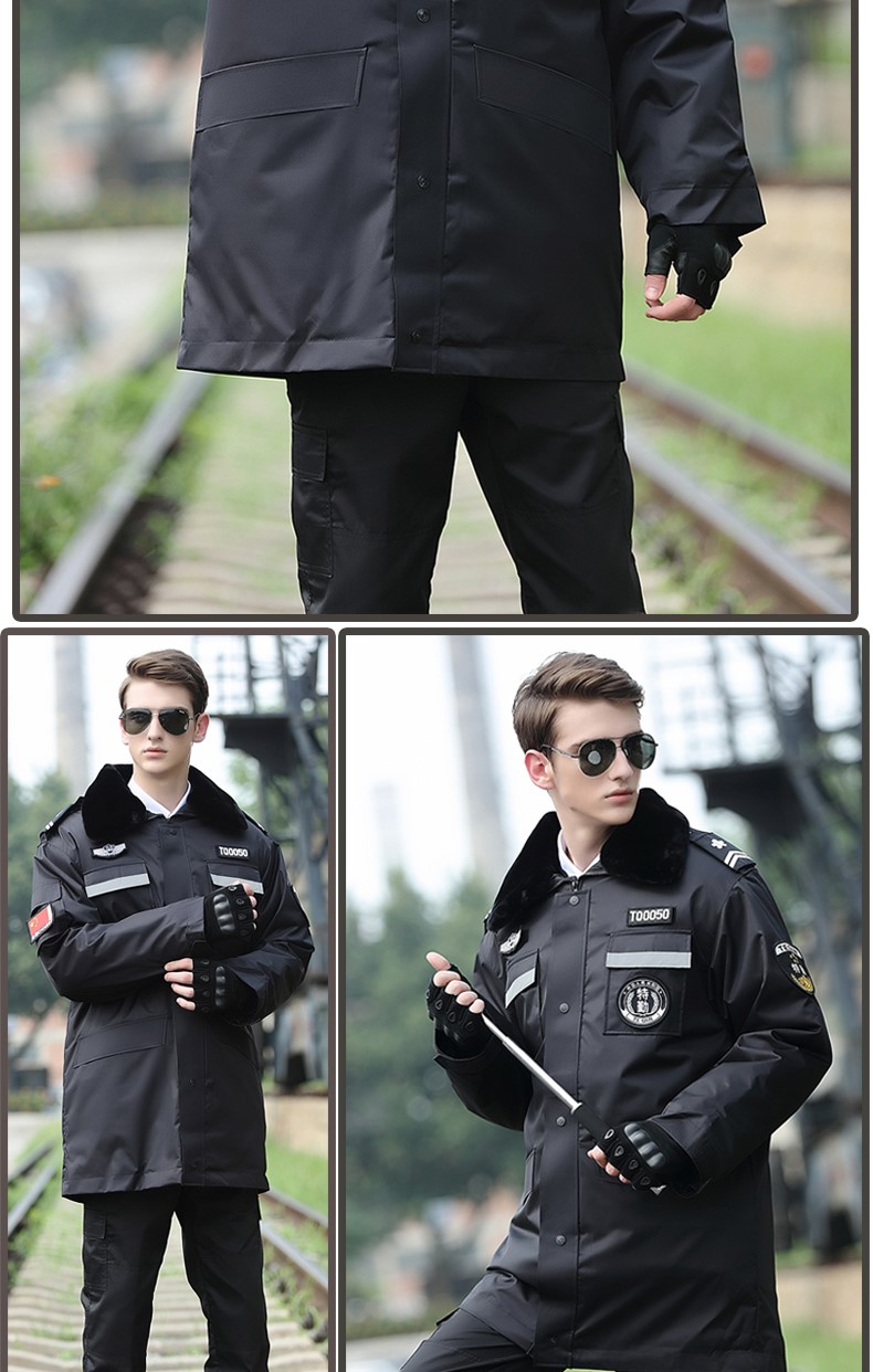 保安大衣男冬季制服棉服黑色作训服冬装套装女耐磨定制工作服棉衣(图15)