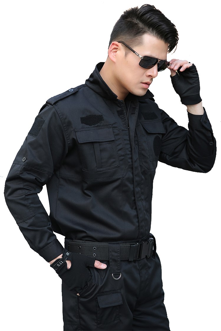 保安工作服套装男长袖春秋冬作训服黑色物业保安制服训练服保安服(图7)