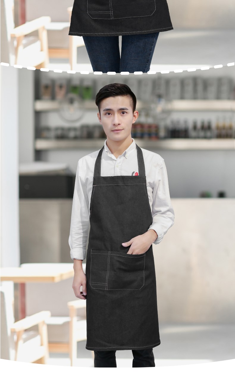 帆布牛仔布料围裙韩版时尚厨房l加厚ogo定制劳保工业工作围裙男女(图18)