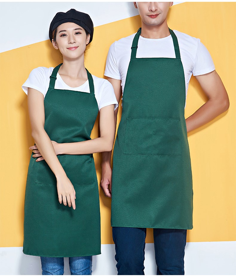 挂脖围裙定制logo印字广告餐厅饭店美甲奶茶店防水工作服纯色简约(图15)