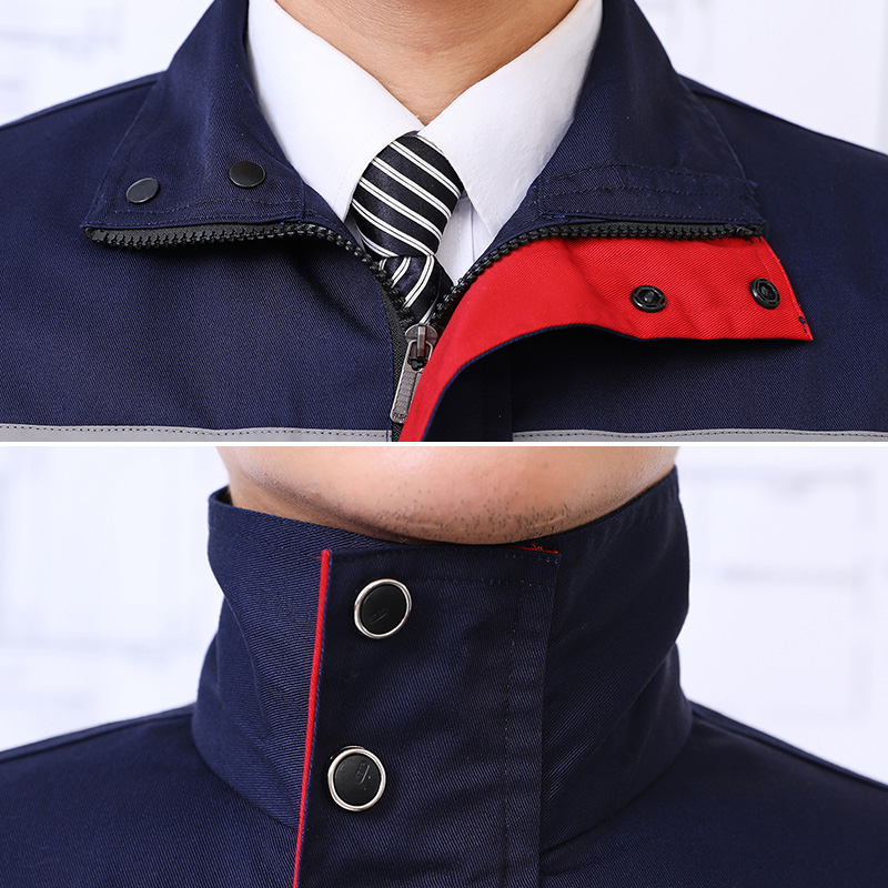 纯棉电焊长袖工作服套装男防烫阻燃厂服耐磨汽修劳保服工程服加厚(图2)