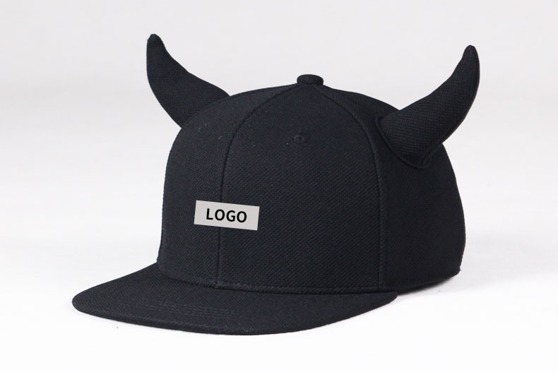 TOPCUL定制黑牛角刺绣印LOGO嘻哈帽男女帽子平沿帽街舞帽棒球帽子(图3)