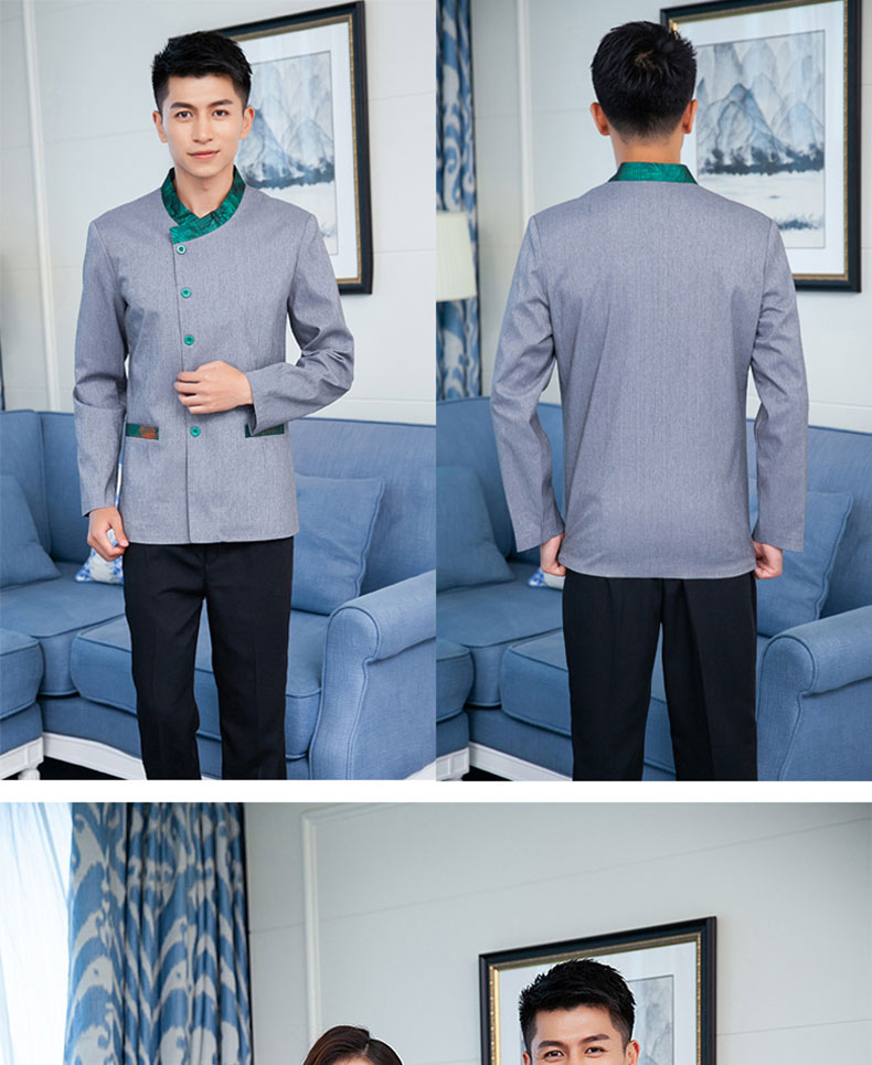 定做五星级大酒店高档宾馆会所客房服务员工作服长袖度假村清洁工(图7)