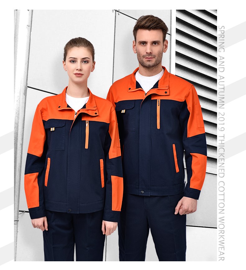 纯棉工作服套装男全棉长袖加厚耐磨工厂车间劳保服汽修服工装上衣(图8)