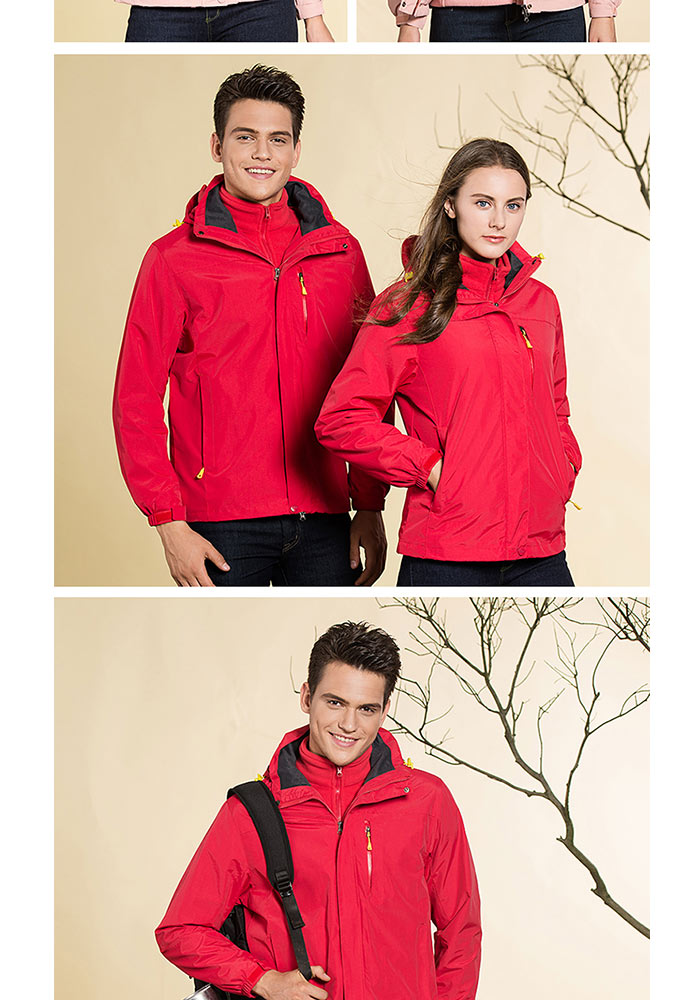 冬季大红色冲锋衣女三合一可拆卸加绒加厚防寒工作服男定制印logo(图14)